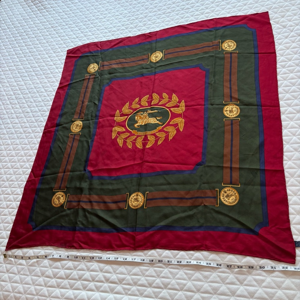 Vintage Burberry Prorsum 100% Silk Scarf Equestrian Knight Logo Made In Italy - Picture 6 of 9